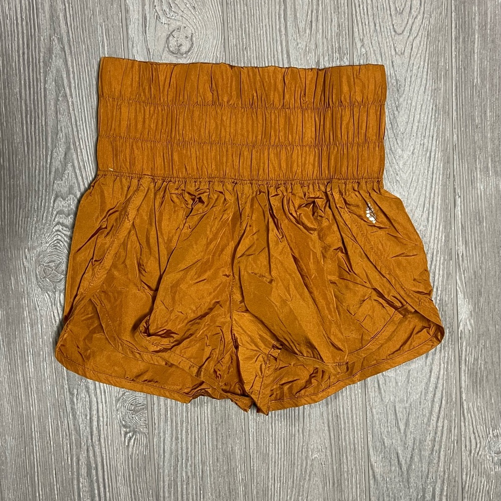 Free People FP Movement Copper Gold High Waisted Running Shorts With Liner Sz XS